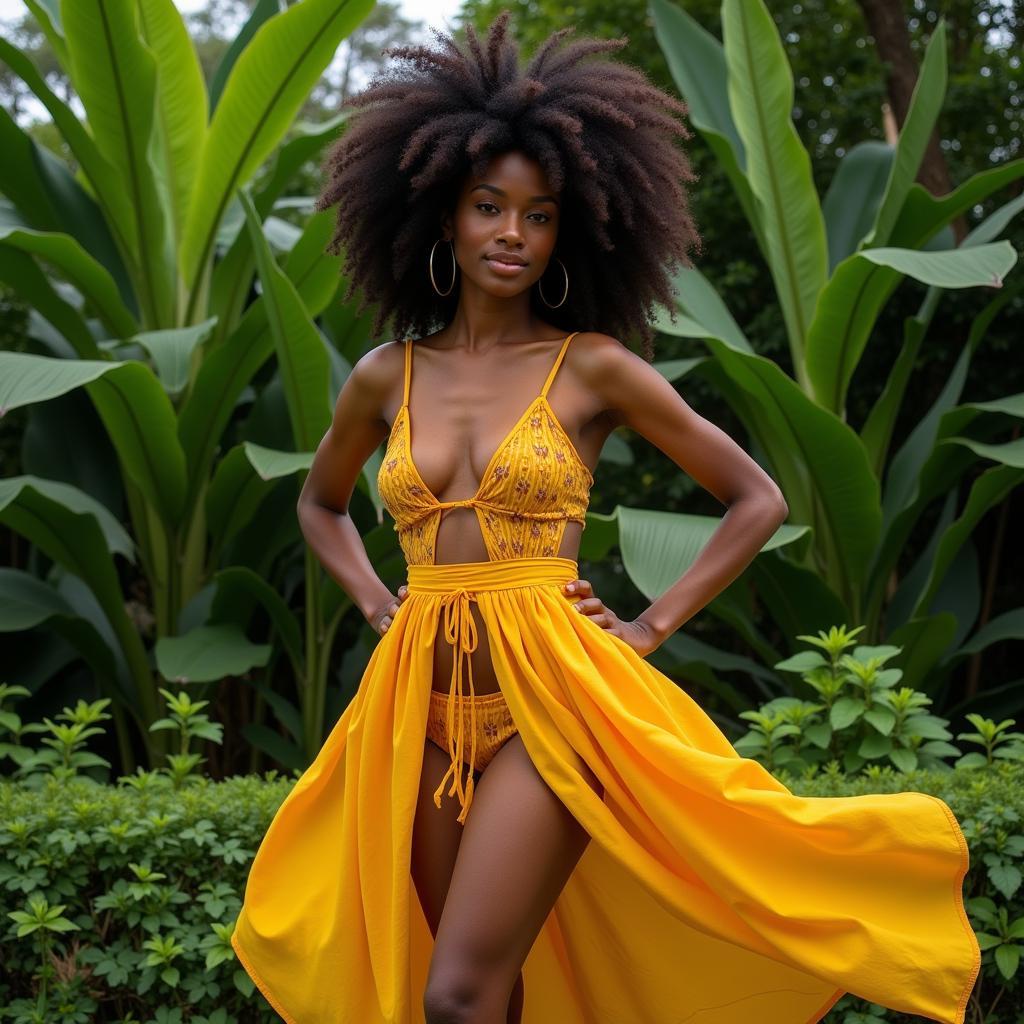 African Model Posing in Nature