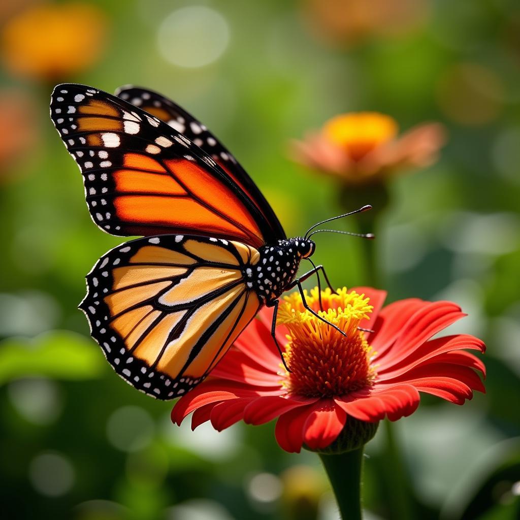 African monarch butterfly feeding on nectar