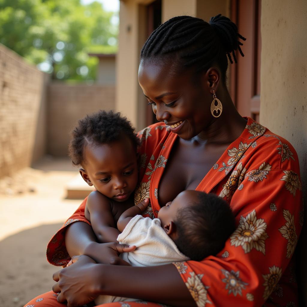 African Mother Breastfeeding