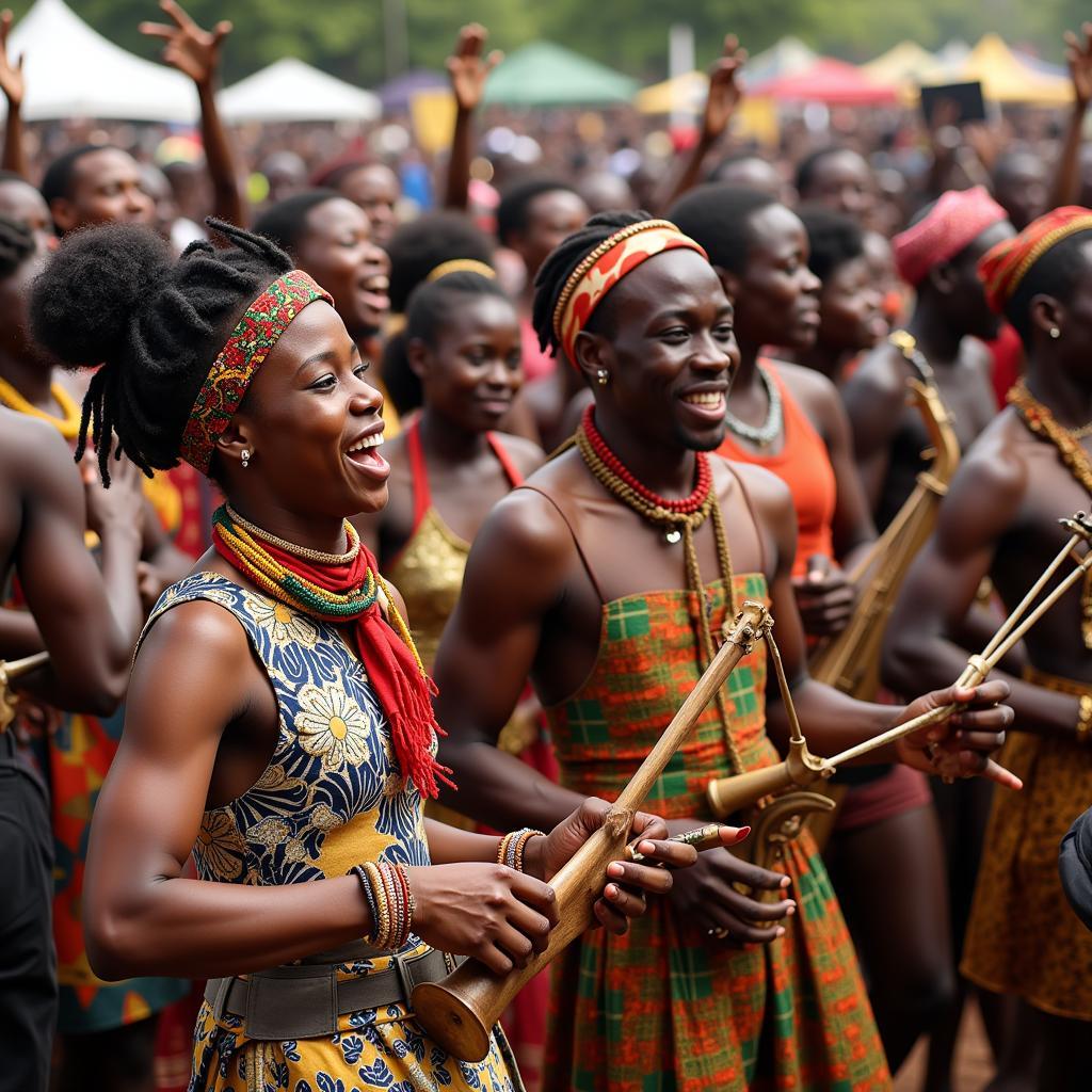 Celebration of Music and Dance at an African Festival