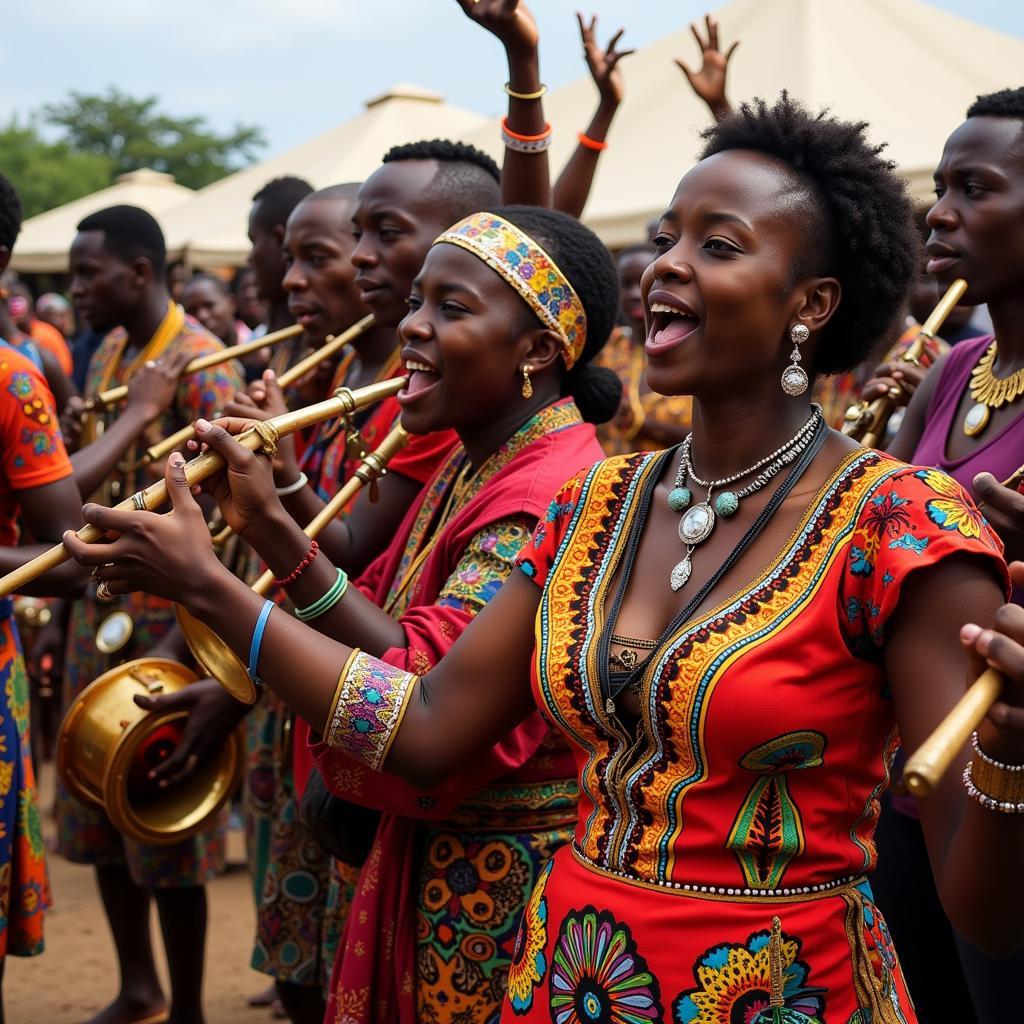 African music festival with colorful costumes