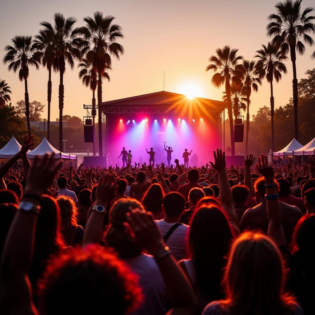 Crowds dancing at an African music festival