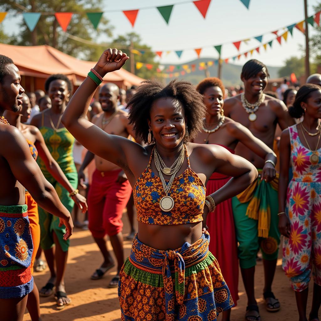 People celebrating at a vibrant African music festival