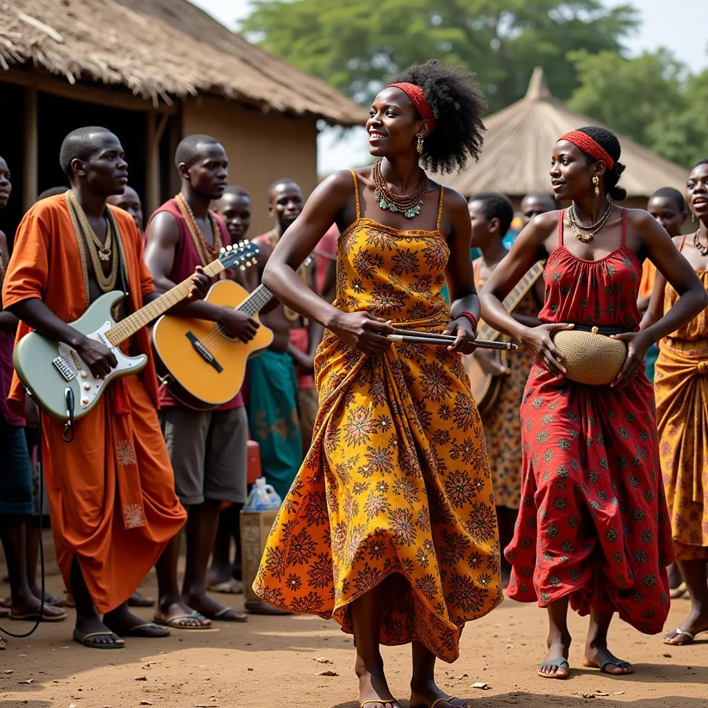 African Musicians and Dancers Performing