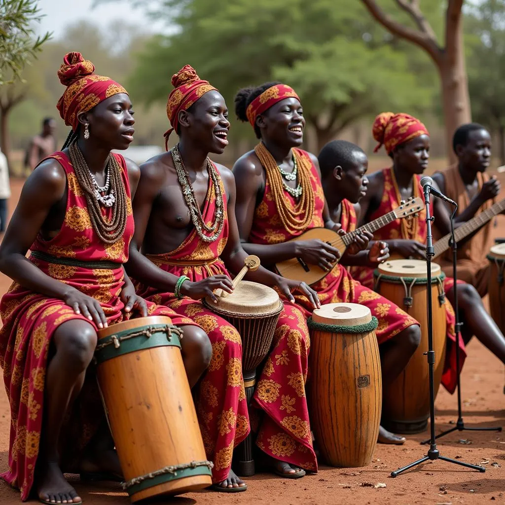 African Musicians Playing Traditional Instruments