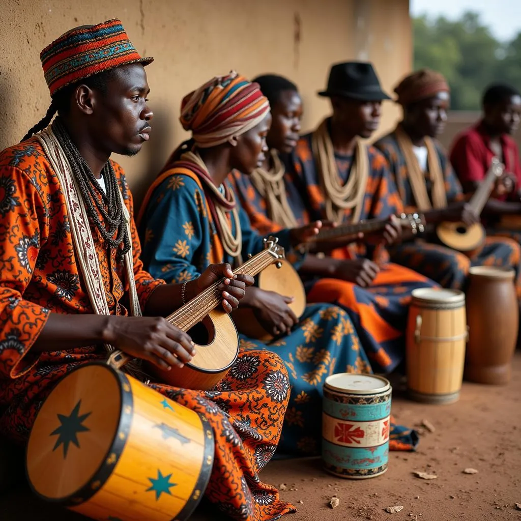 African Musicians Playing Traditional Instruments