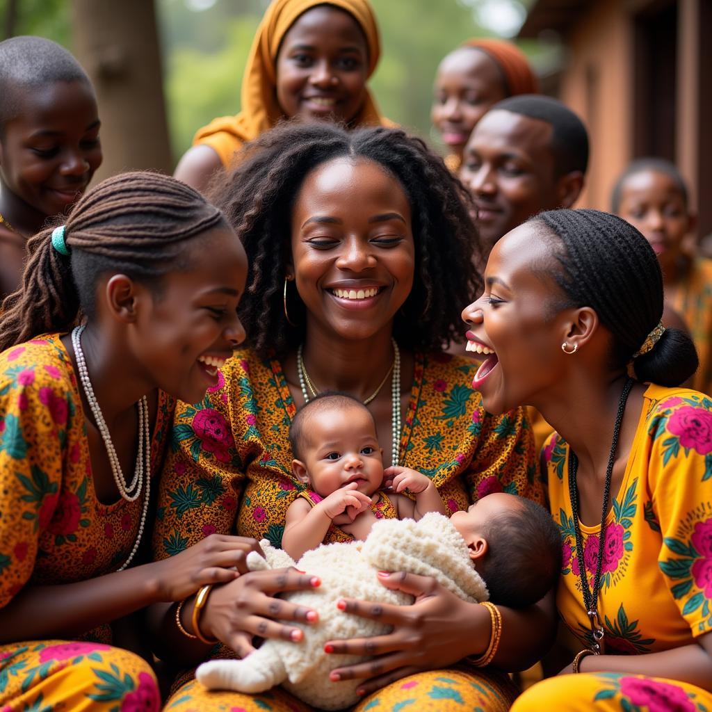 Family Celebrating a Traditional African Naming Ceremony