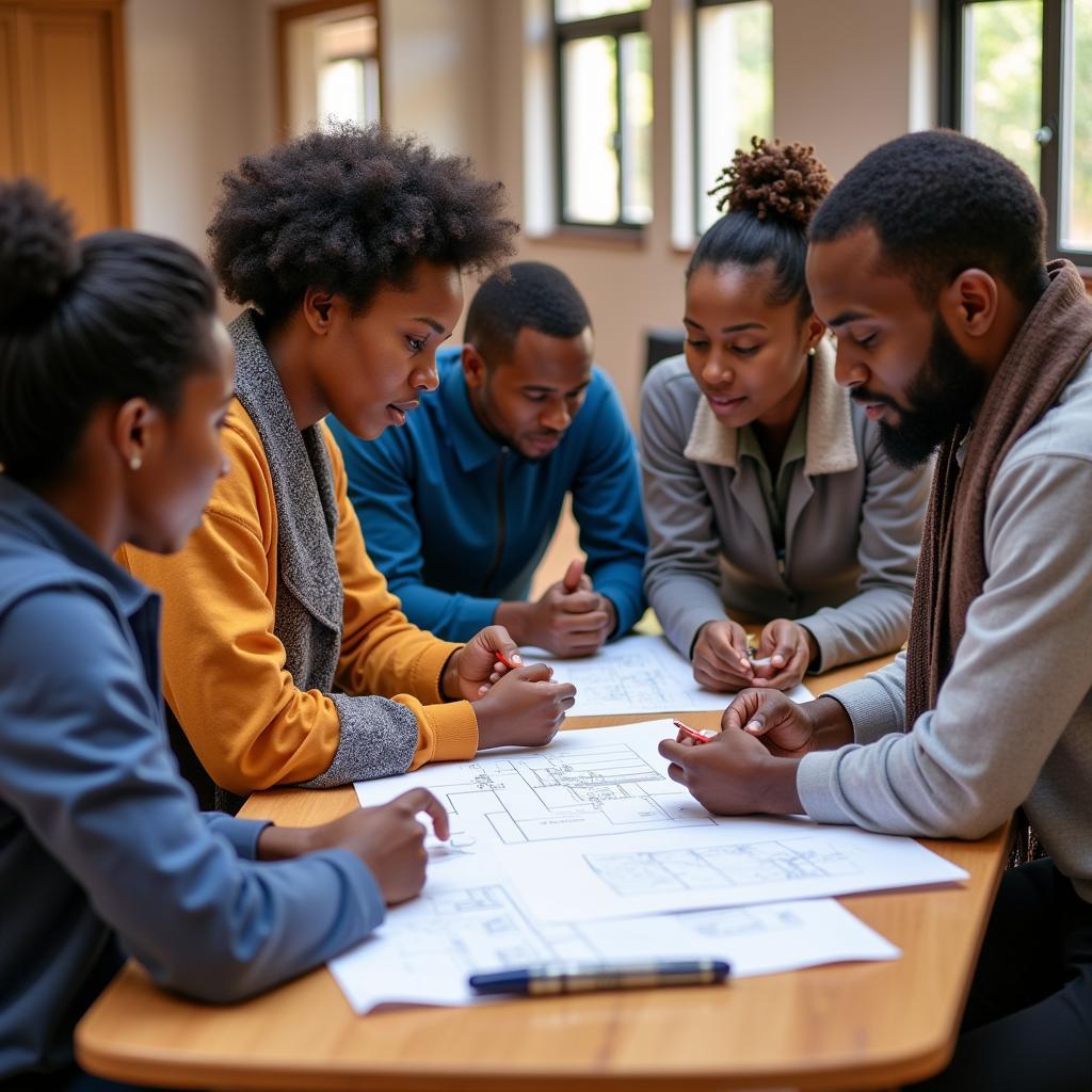 African NGO Workers Collaborating on Community Project