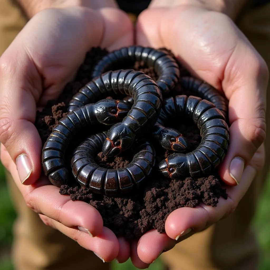 Harvesting African night crawler castings