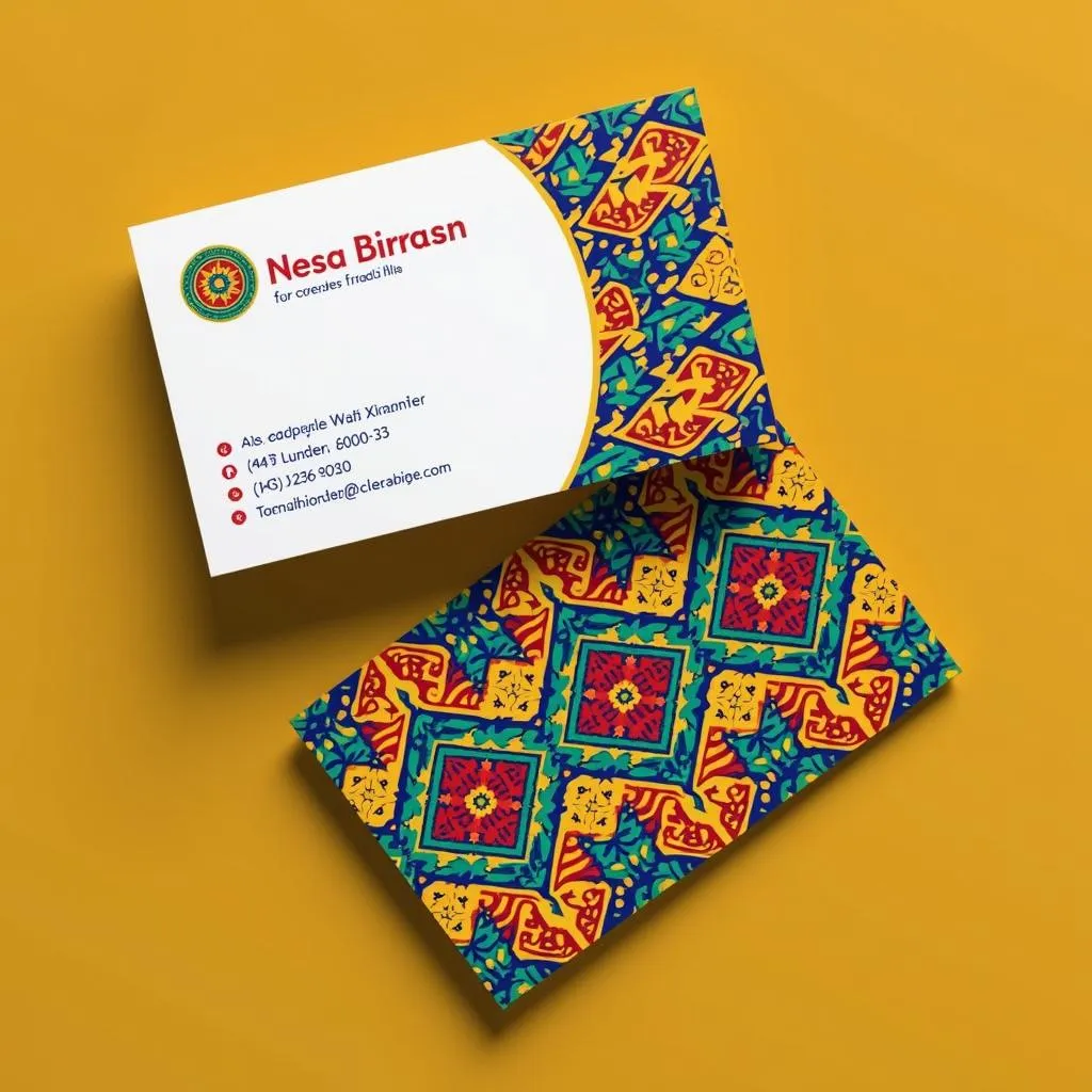 African Business Cards with Traditional Patterns