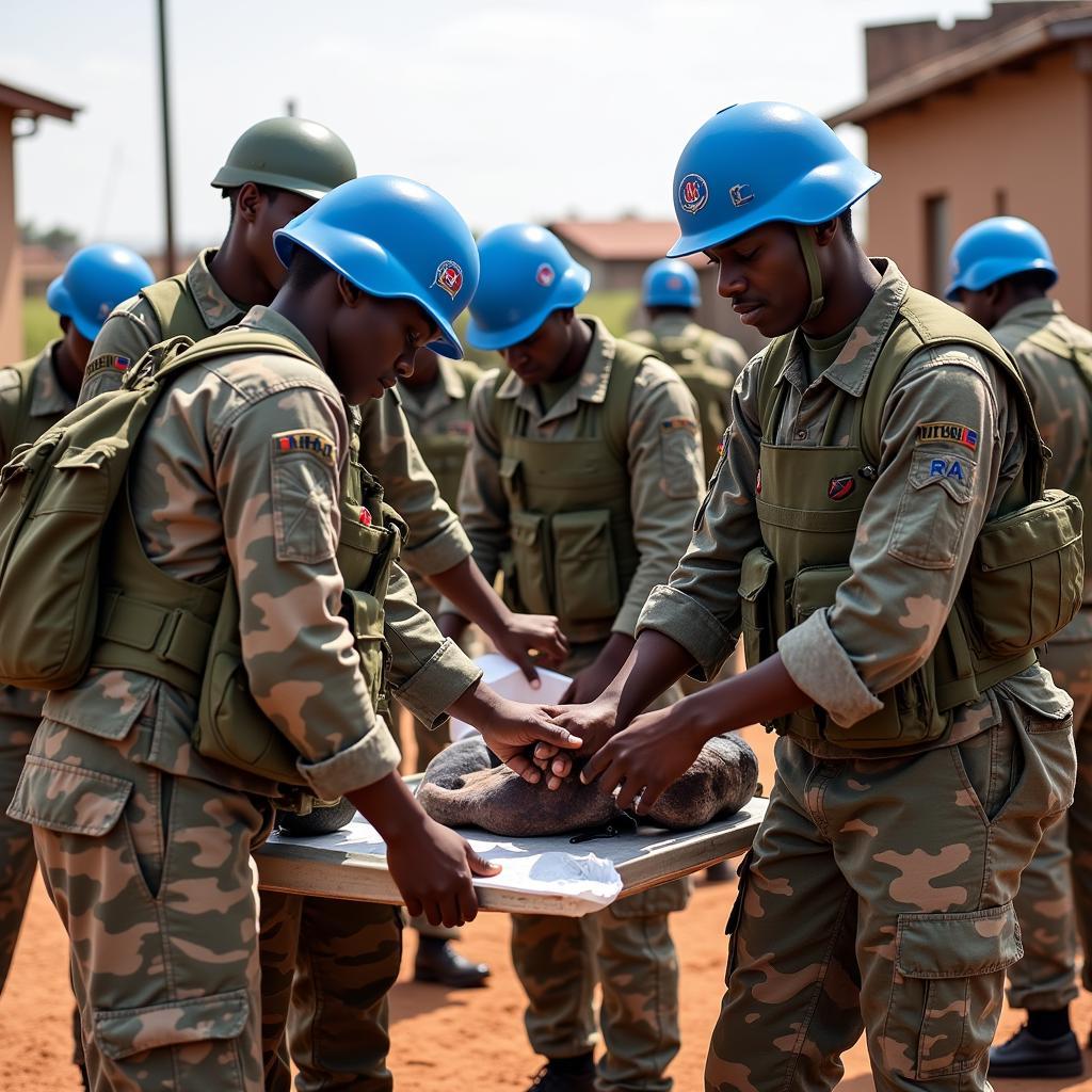 African soldiers participating in a UN peacekeeping mission