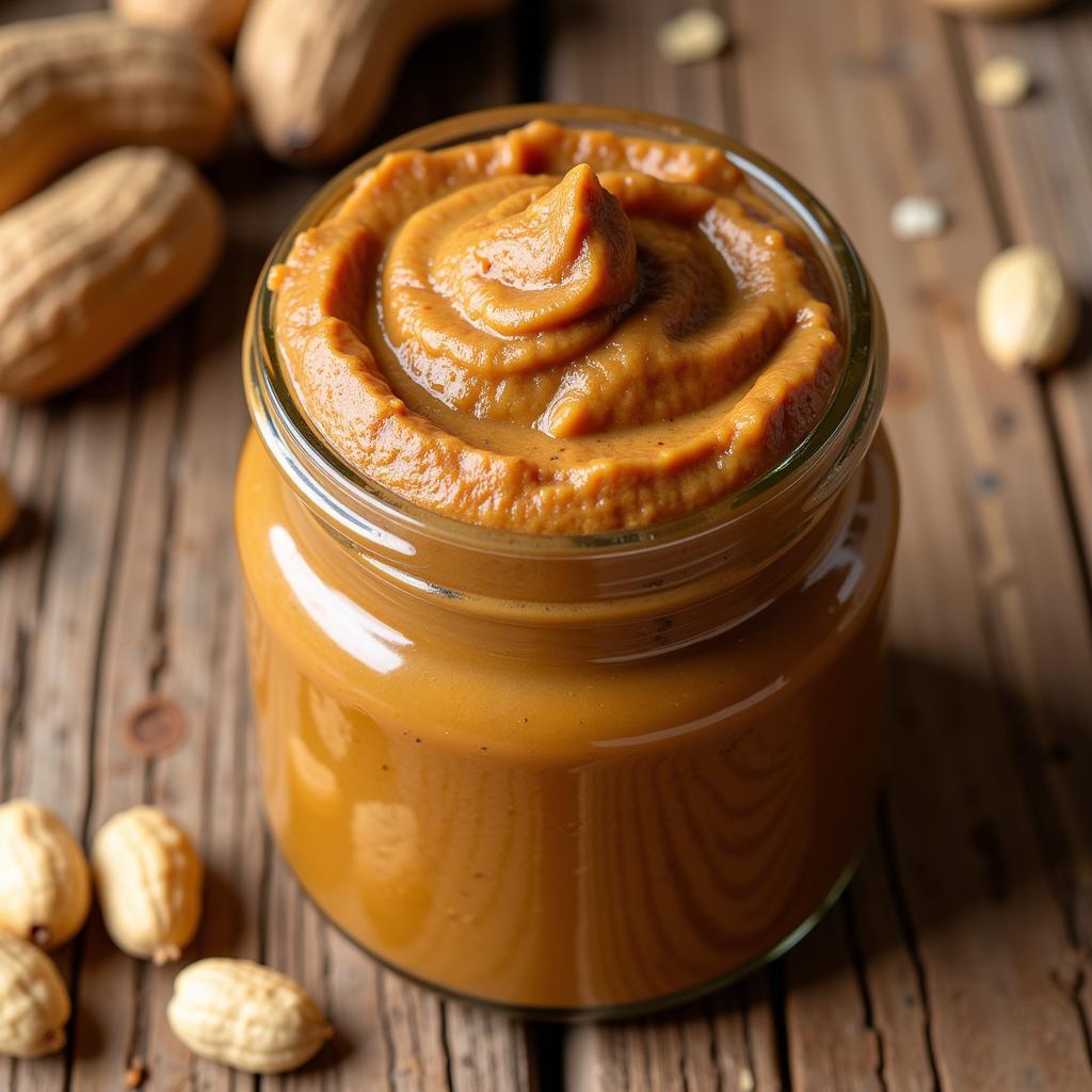 Close-up of a jar of African peanut butter