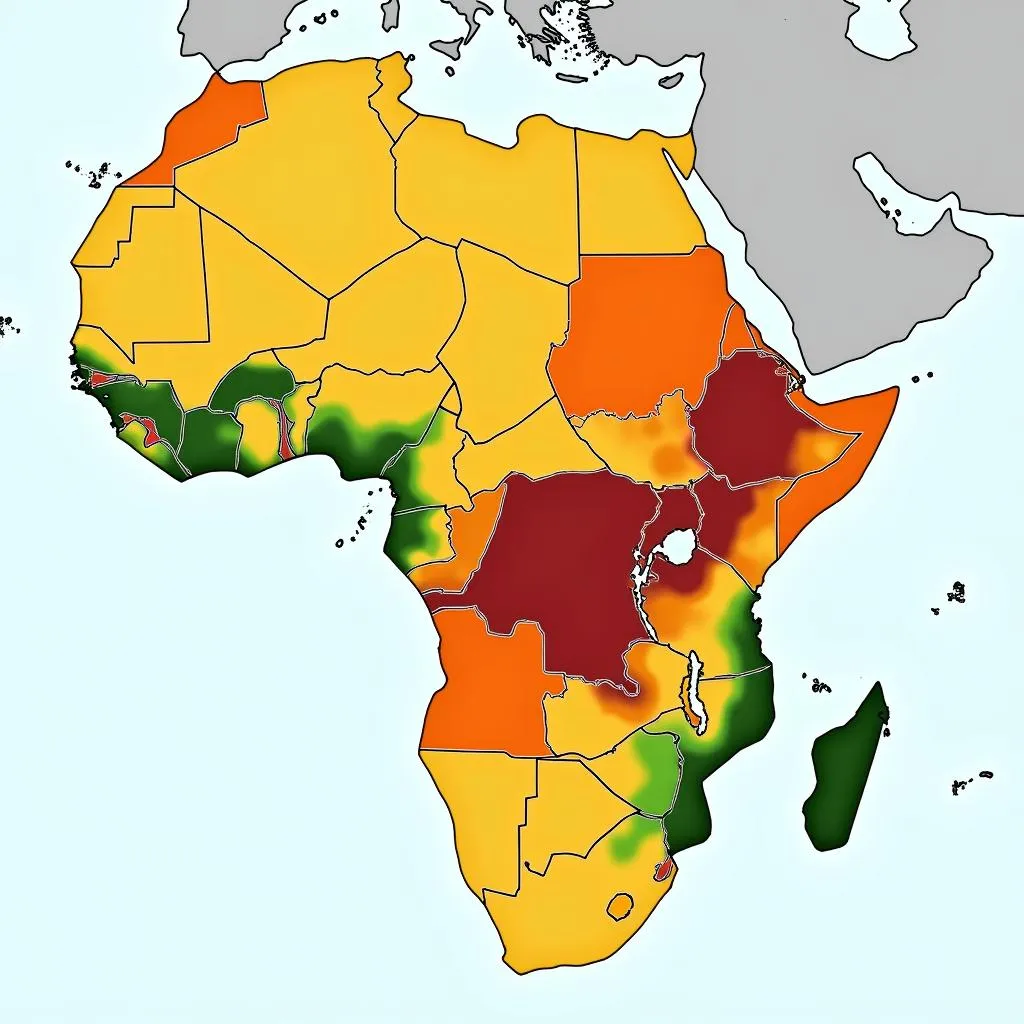 Map illustrating the population density across Africa