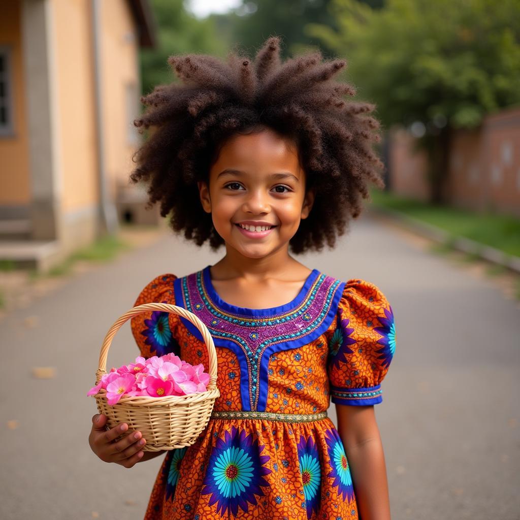 Ankara fabric flower girl dress