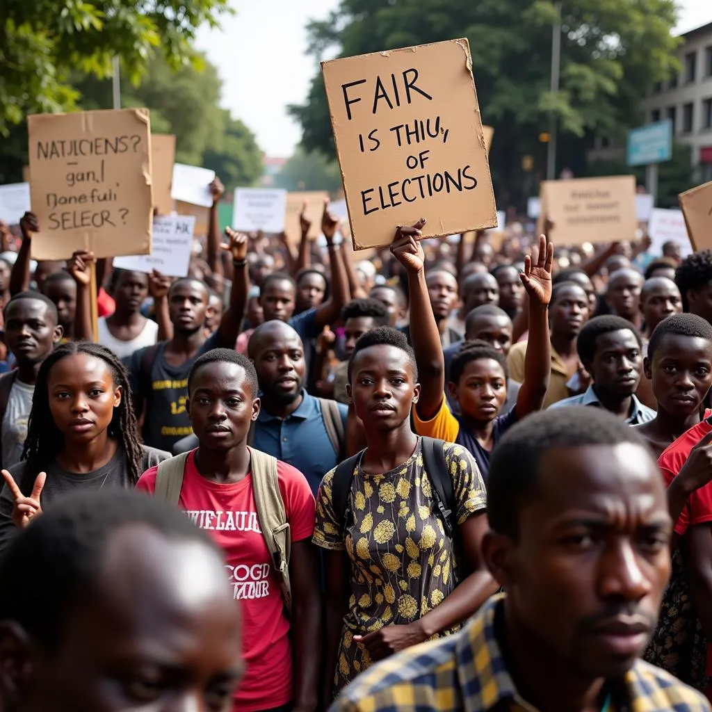 African protesters demanding fair elections