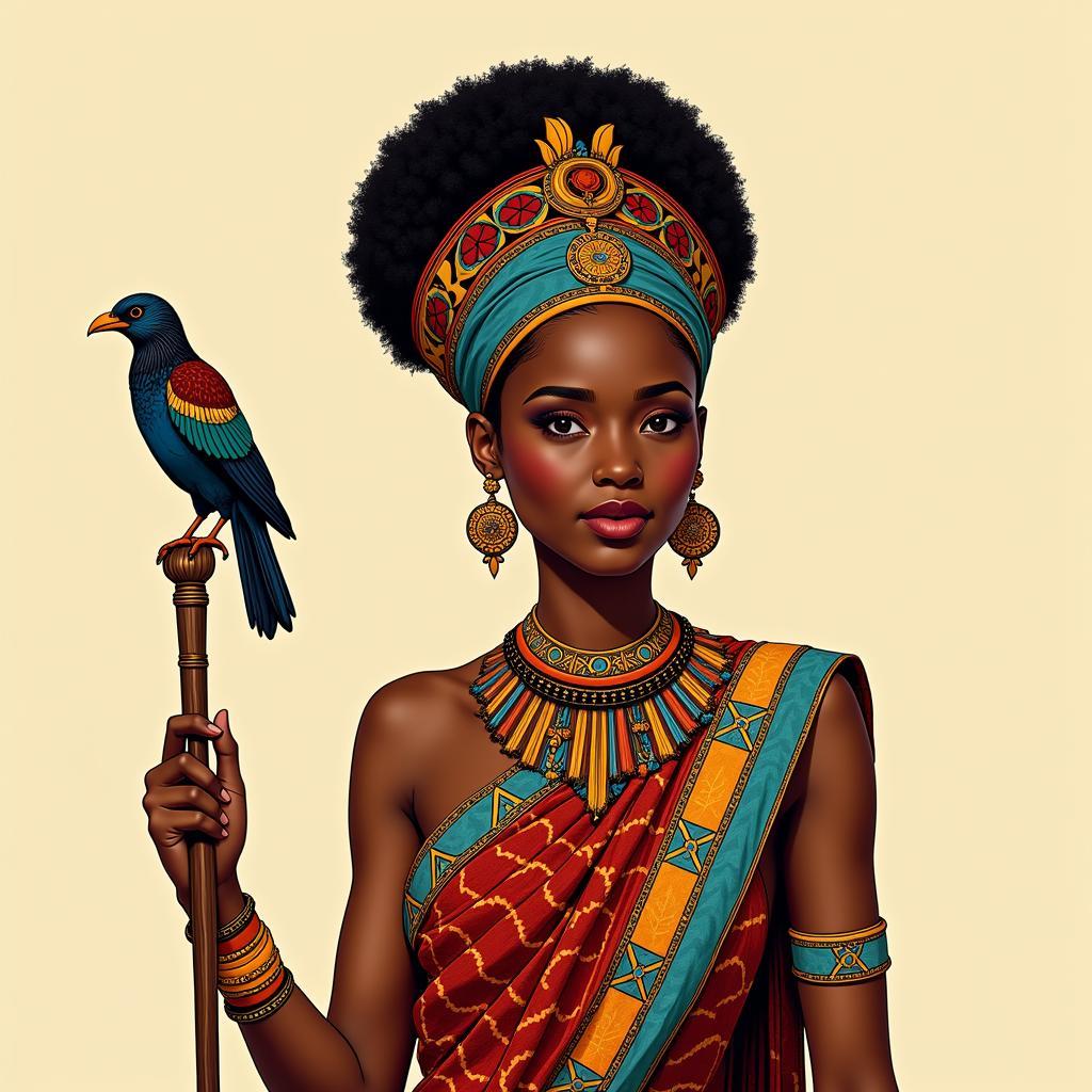 African Queen in Ceremonial Garb