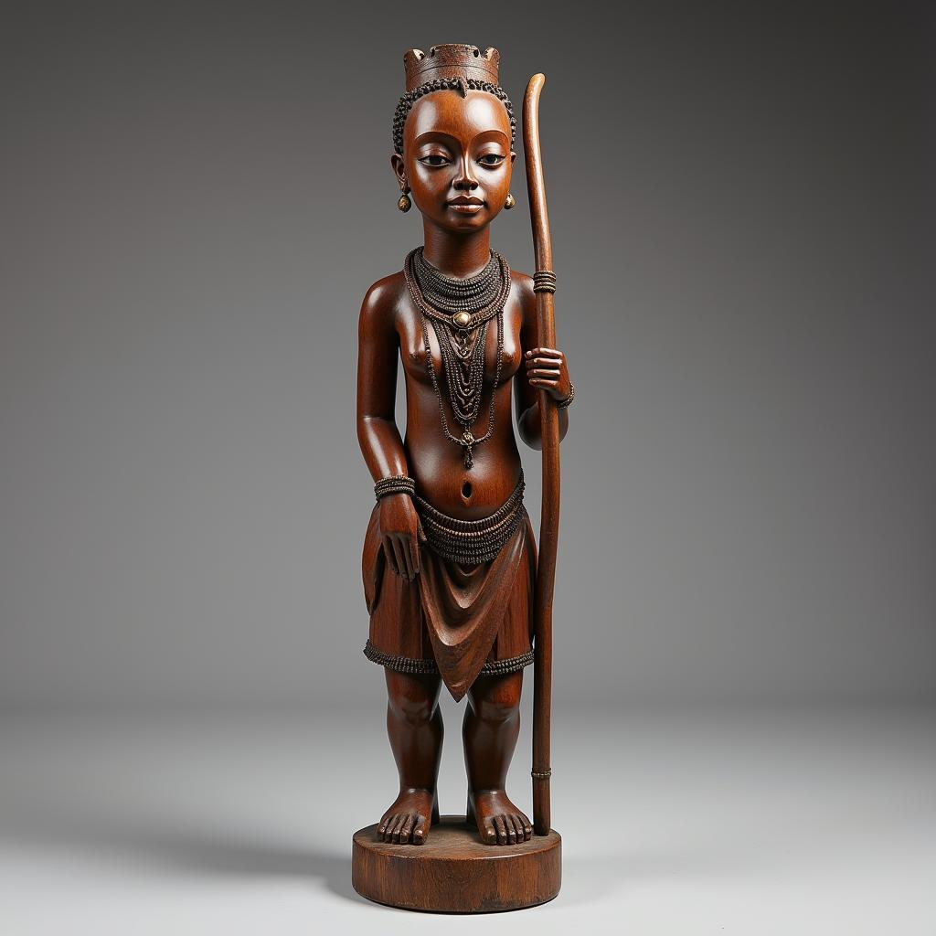 Wooden statue of an African queen mother