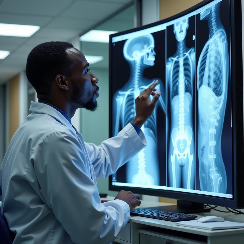 African Radiologist Examining X-ray