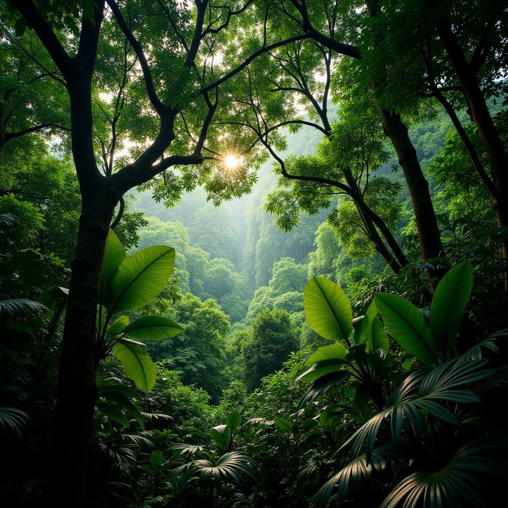 Lush Canopy of an African Rainforest