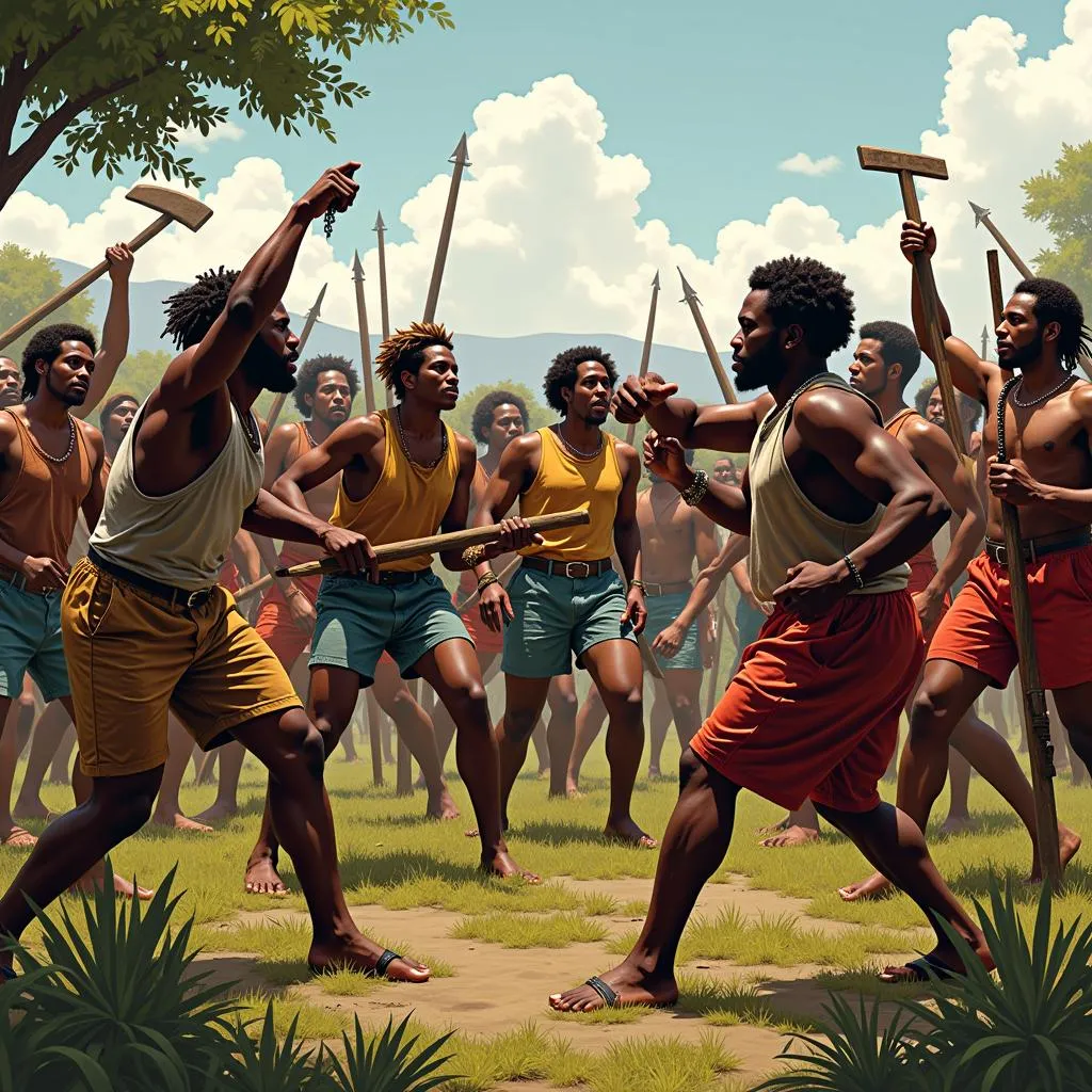 A group of enslaved Africans revolting against their captors.