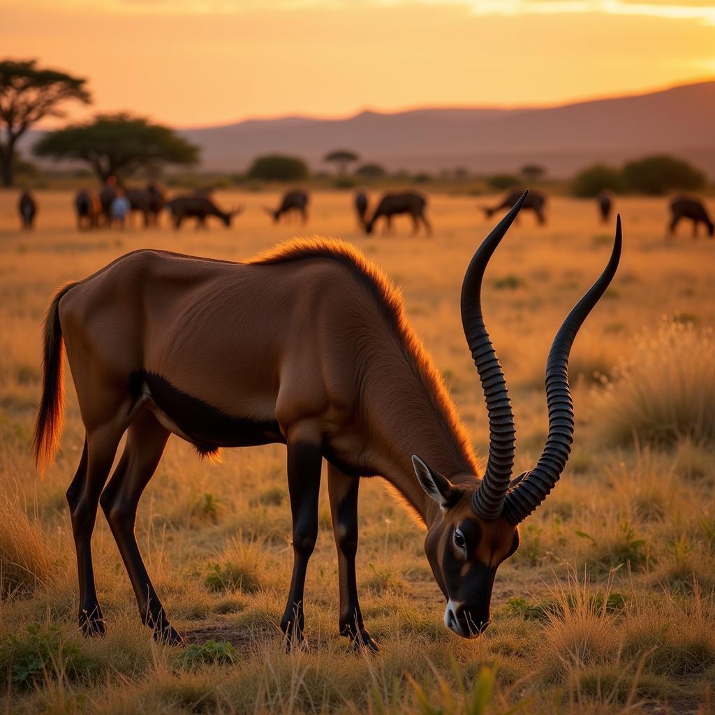 African Roan Antelope with Dusky Coat