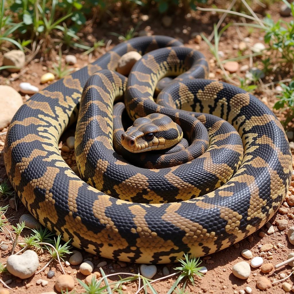 African Rock Python Constricting Prey