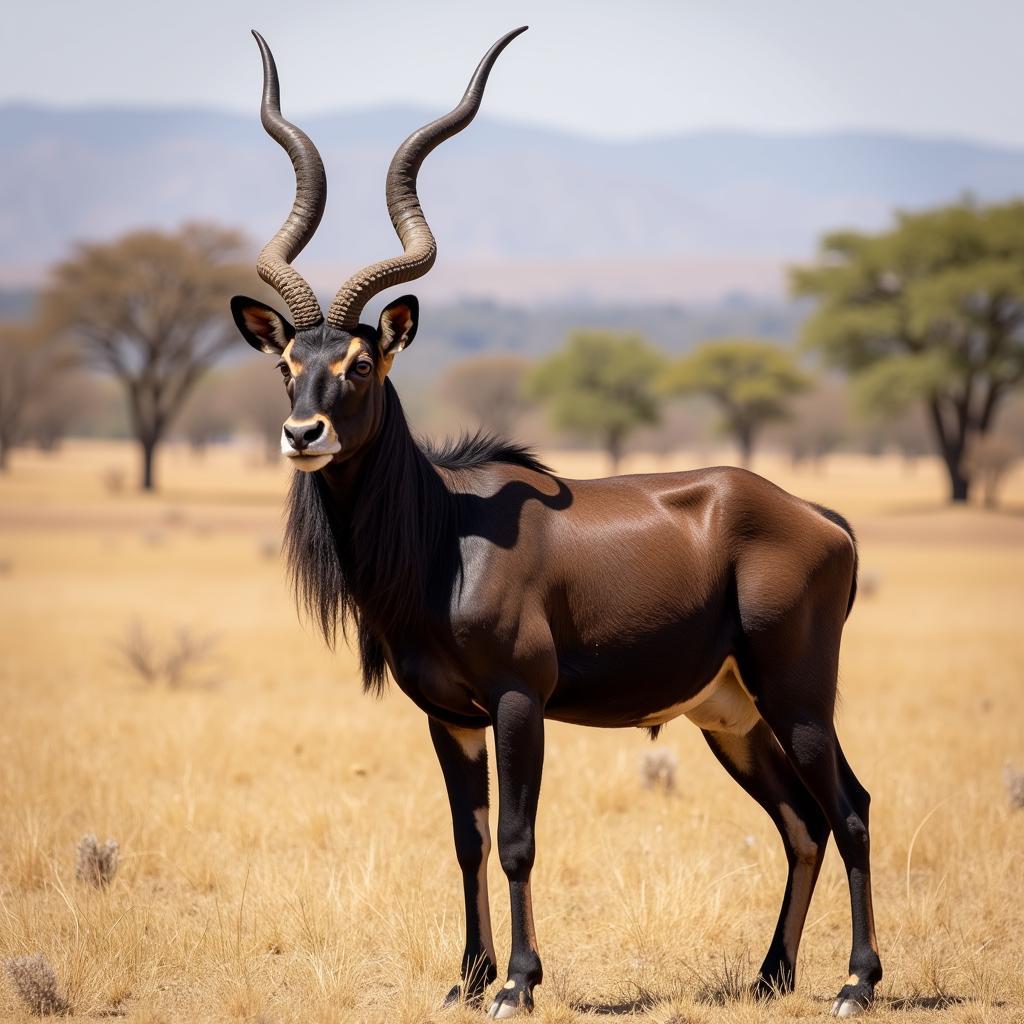 African Sable Antelope with Dark Coat