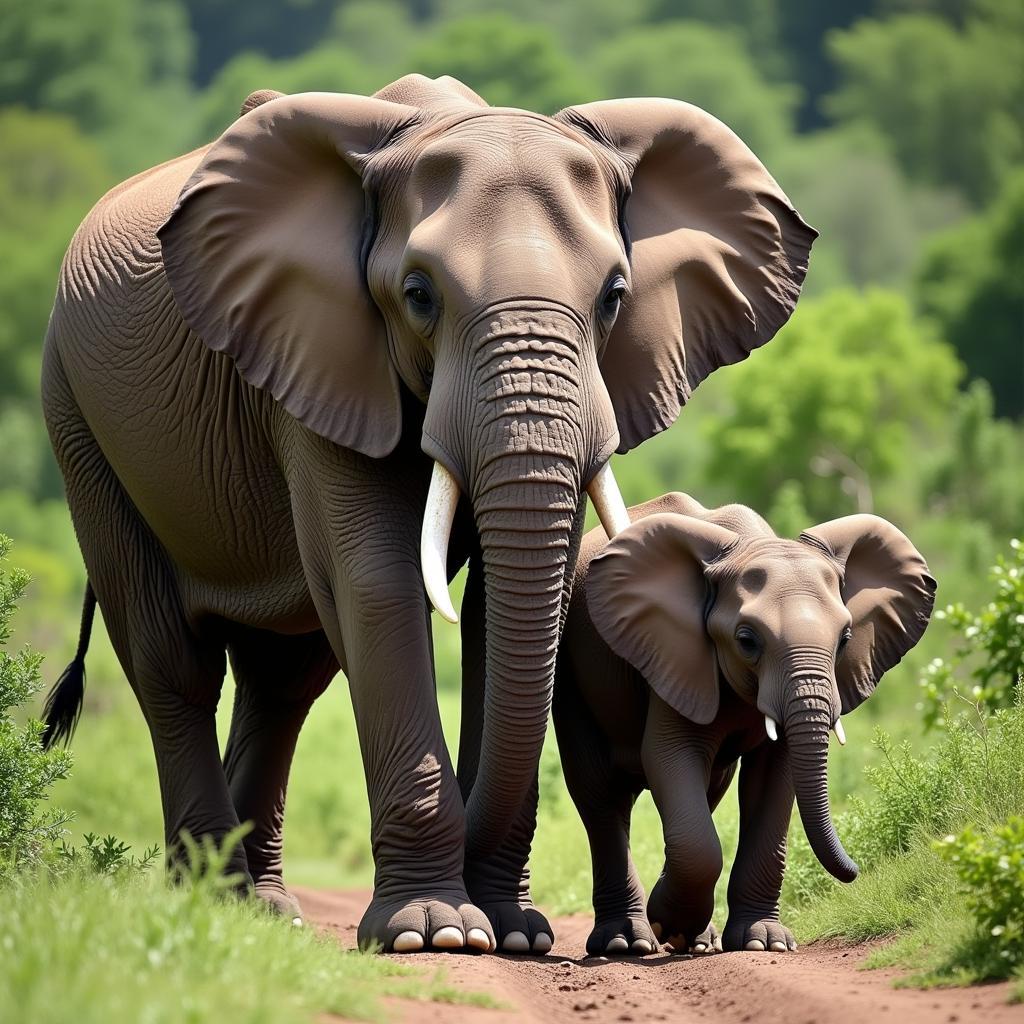 African safari elephant family