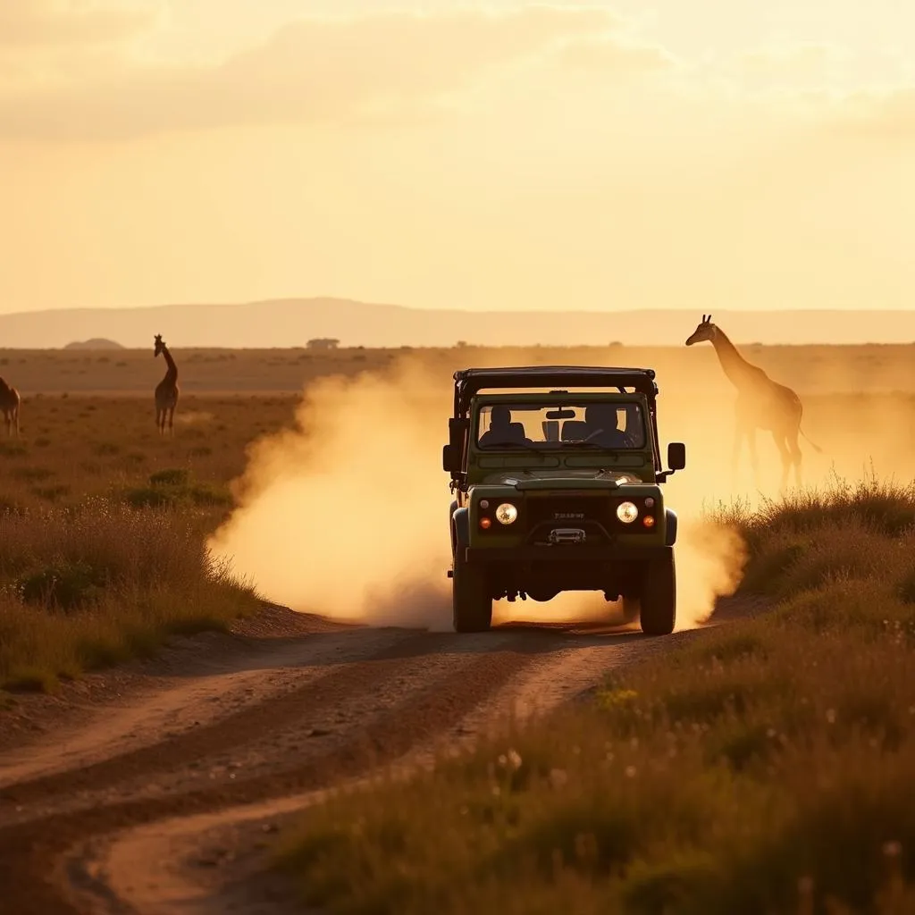 African Safari Jeep on Game Trail