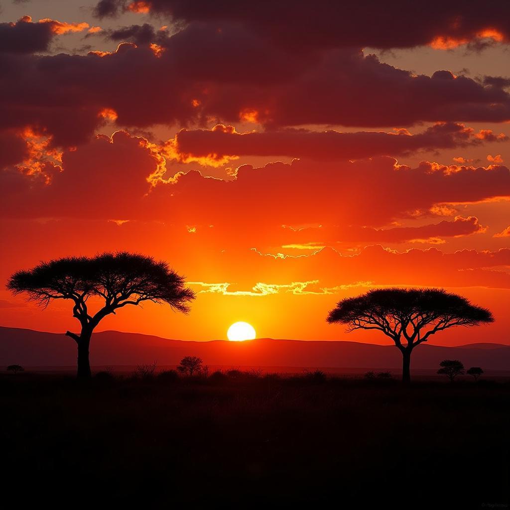 African Safari Sunset Landscape at 1000x647