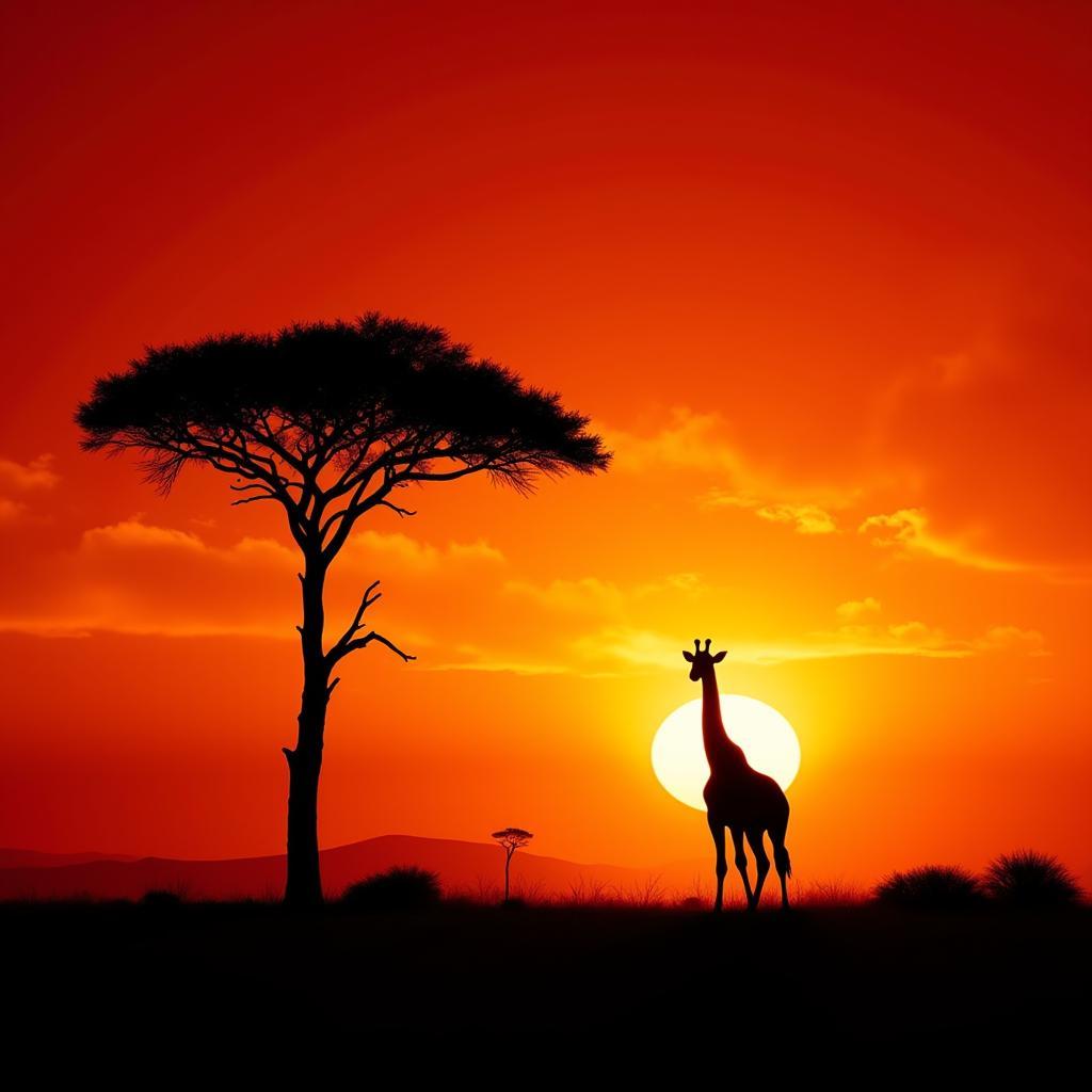 Silhouettes of Animals During an African Safari Sunset