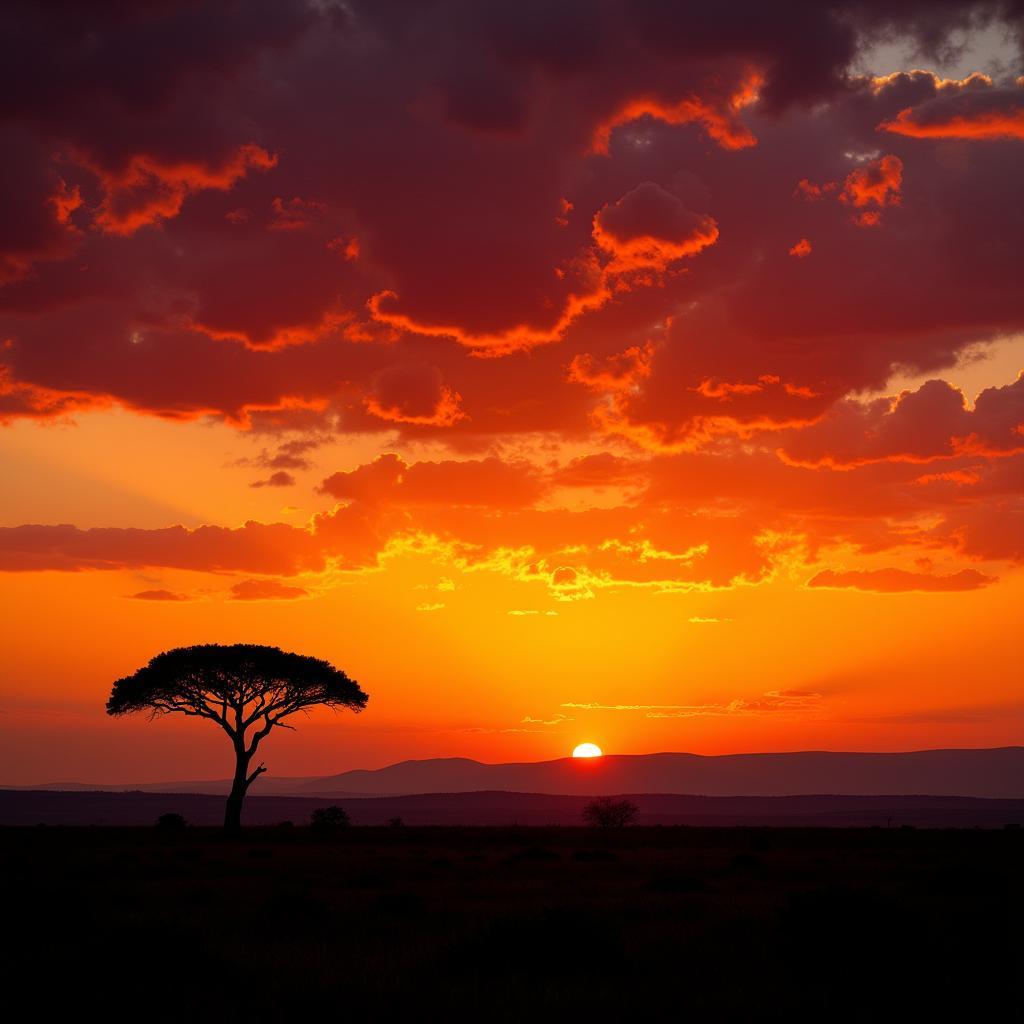 Sunset Over the African Savanna