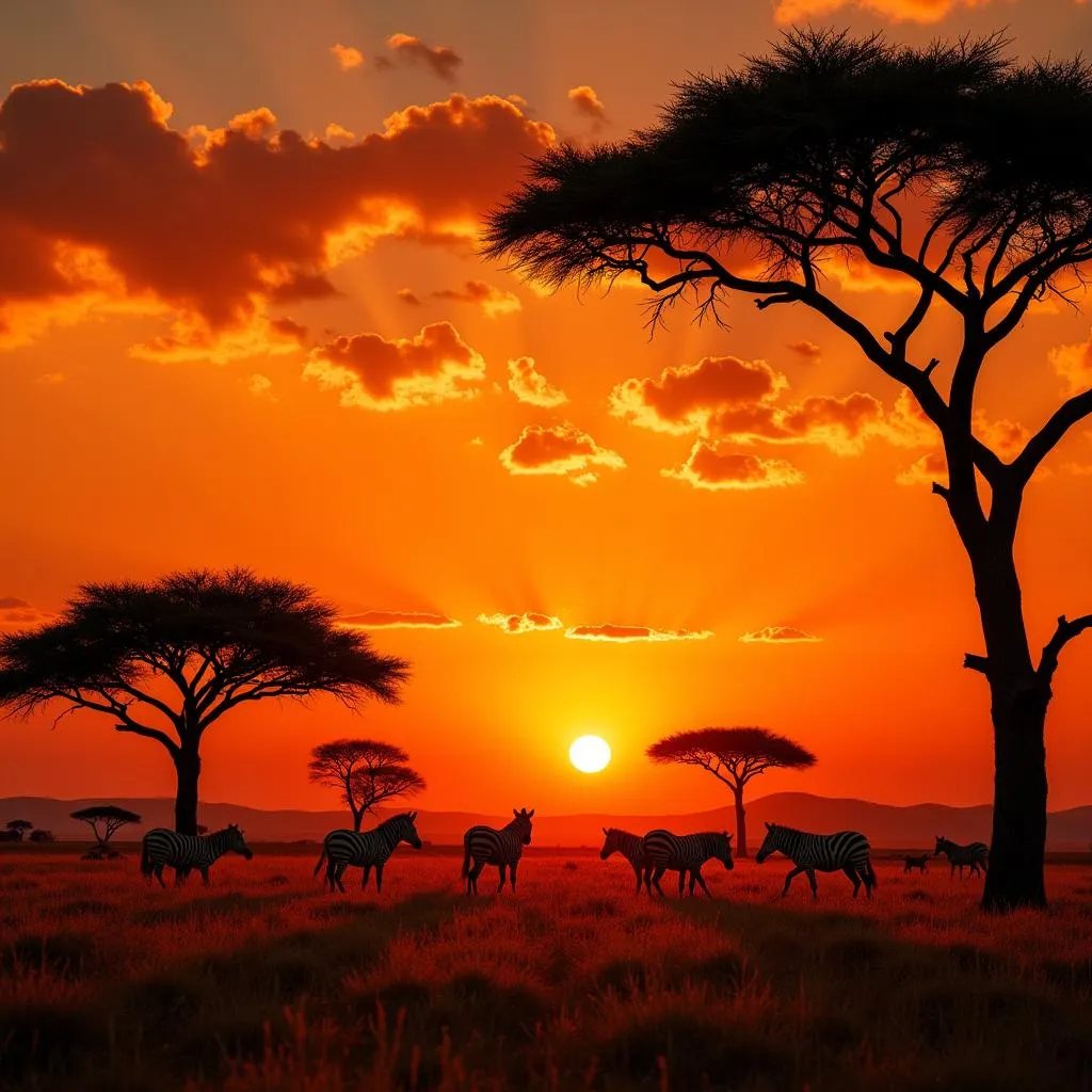 Sunset over the African Savanna