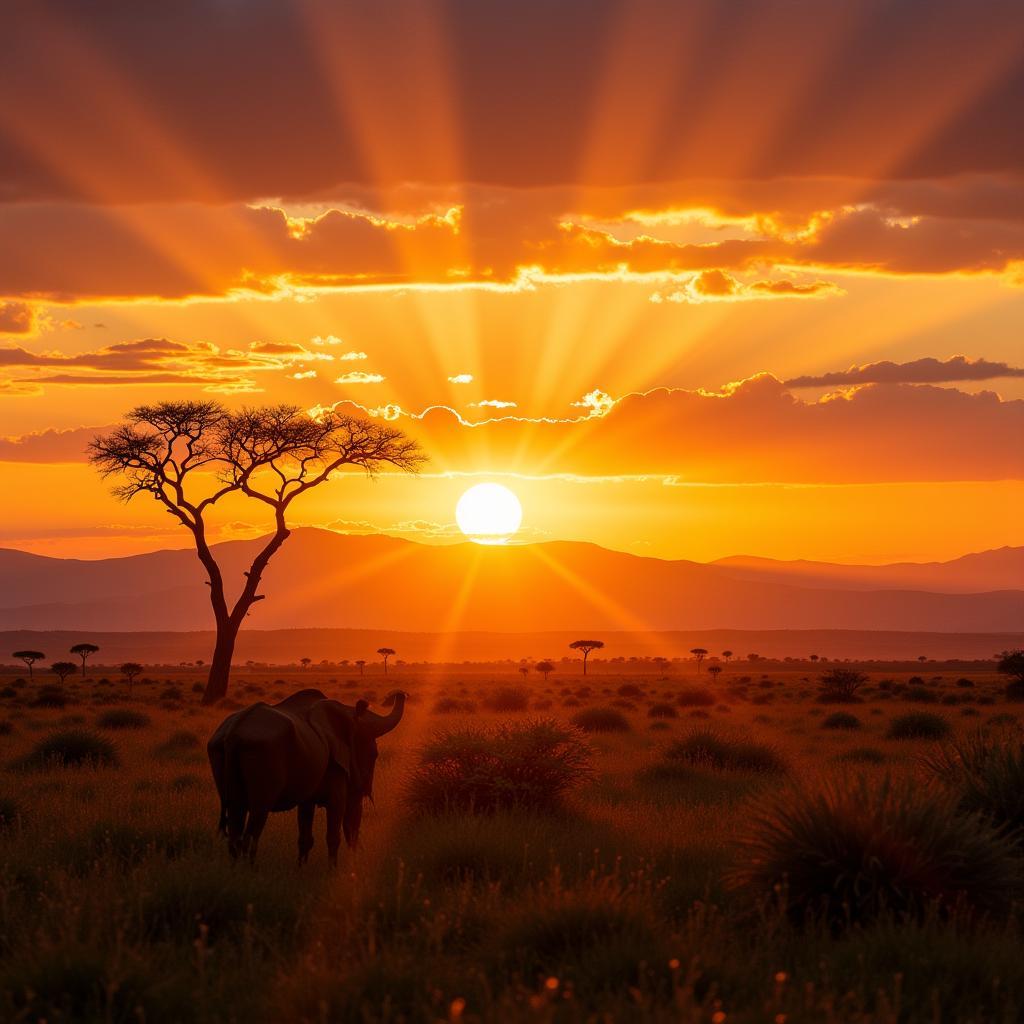 Serene African Savannah Sunset