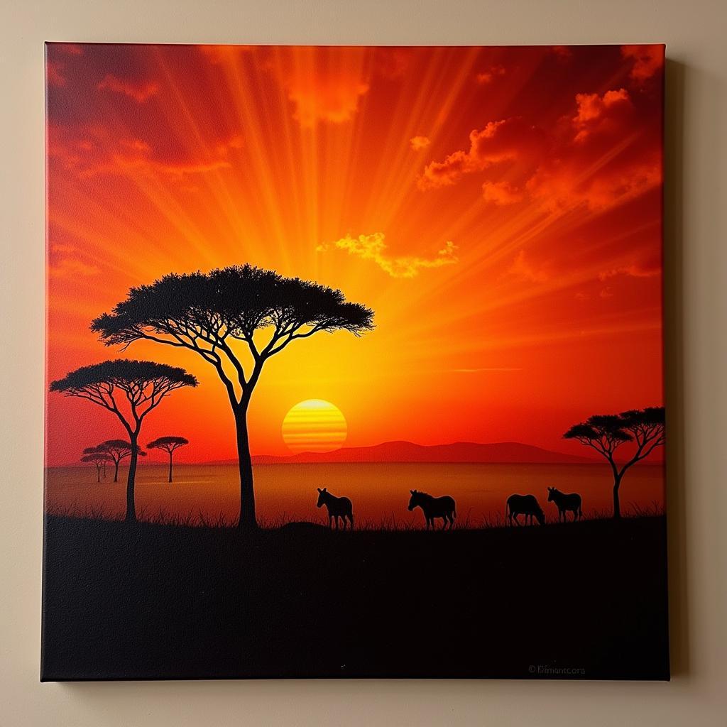 African Savannah Sunset Canvas Art