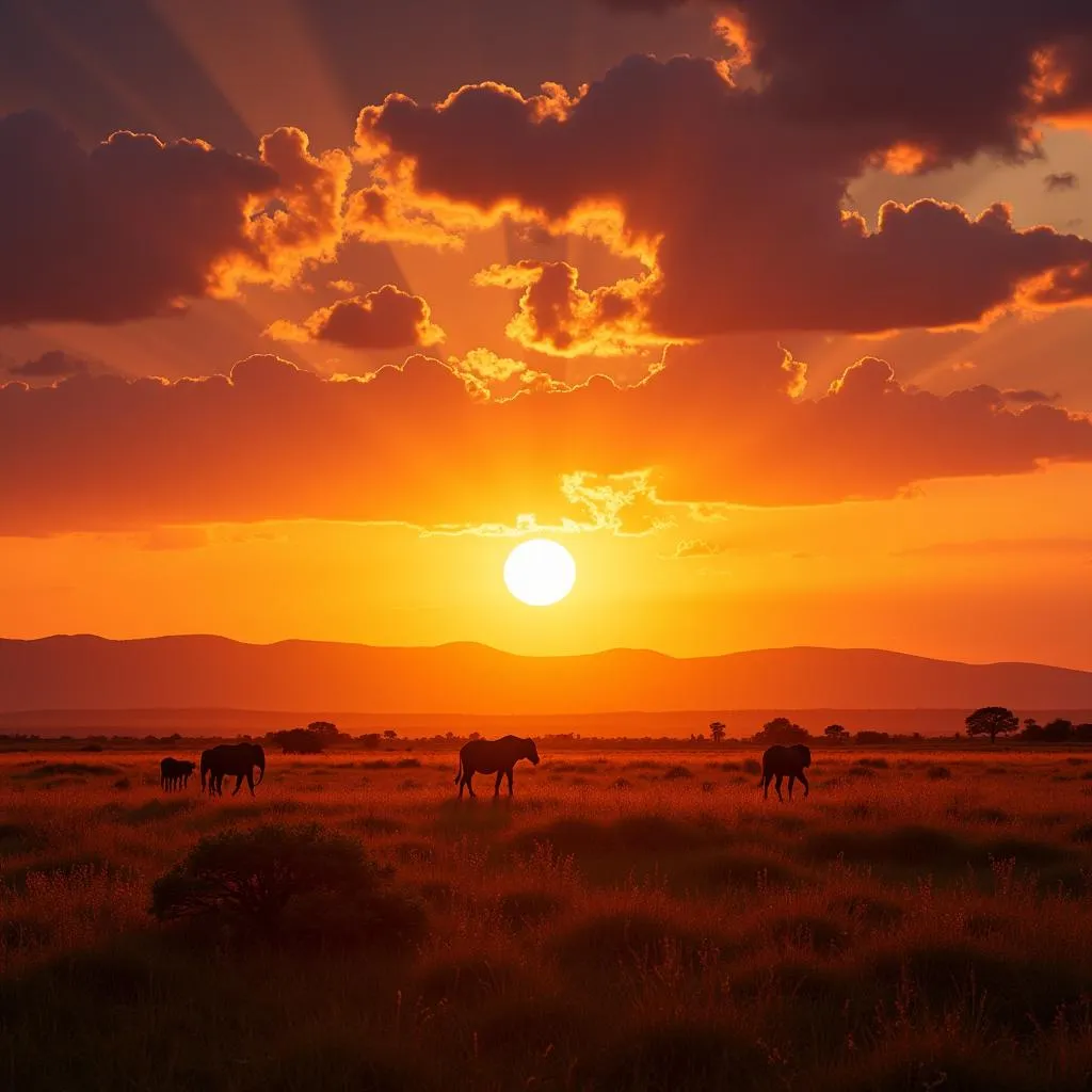 African Savannah Sunset at the Equator