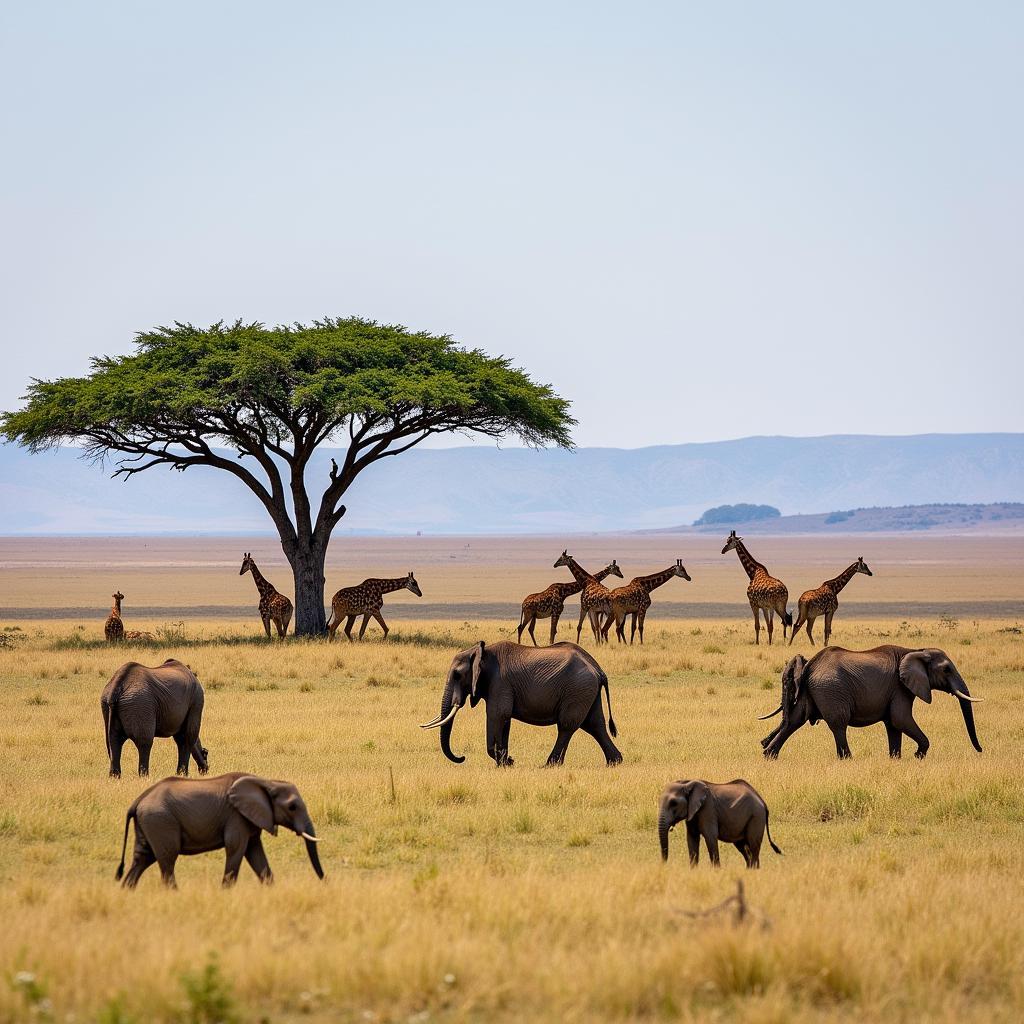 African Savannah Wildlife Panorama Wallpaper