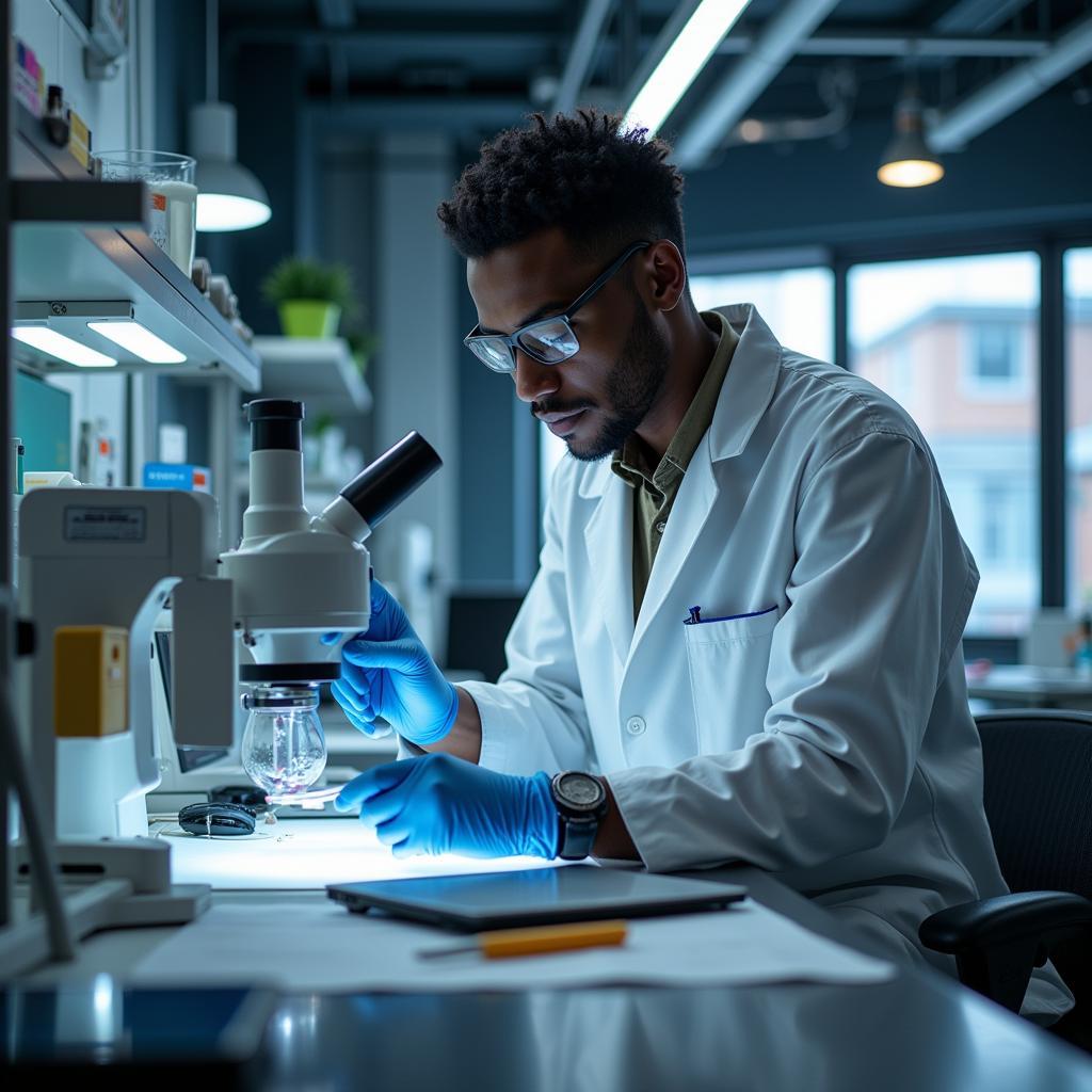 African Scientist in Lab