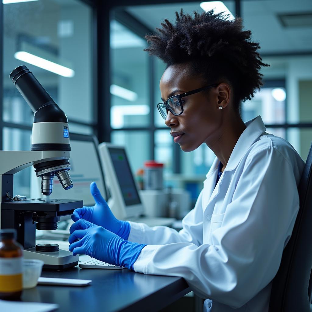 african scientist conducting research in laboratory