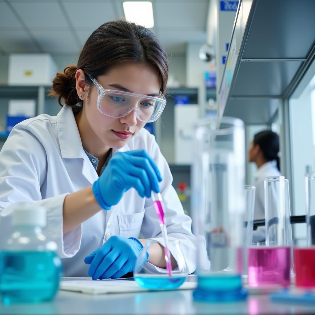 An African scientist conducting an experiment in a well-equipped laboratory