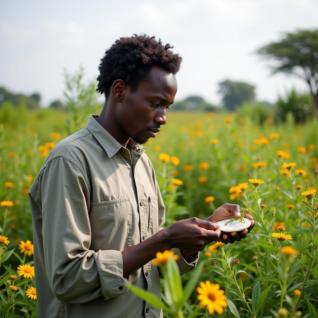 African Scientist Conducting Field Research