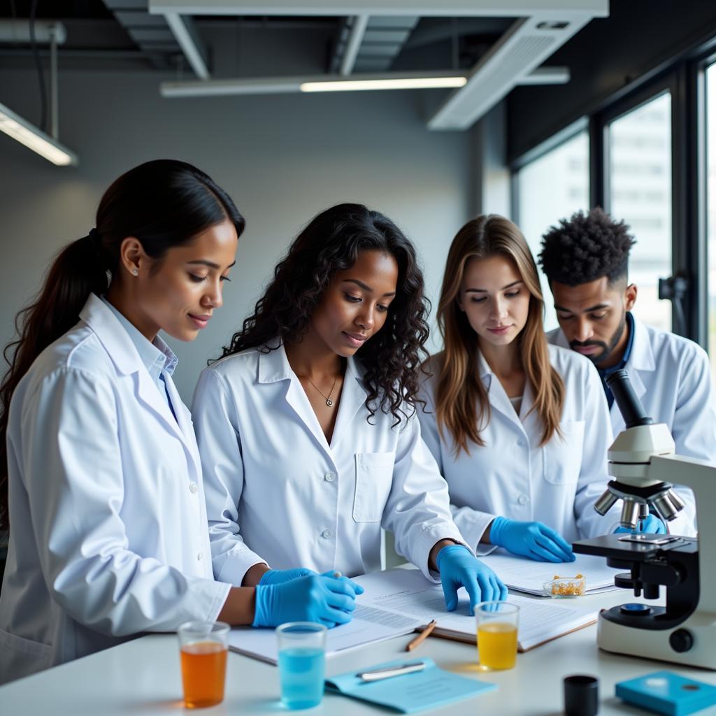 African Scientists Collaborating in a Laboratory