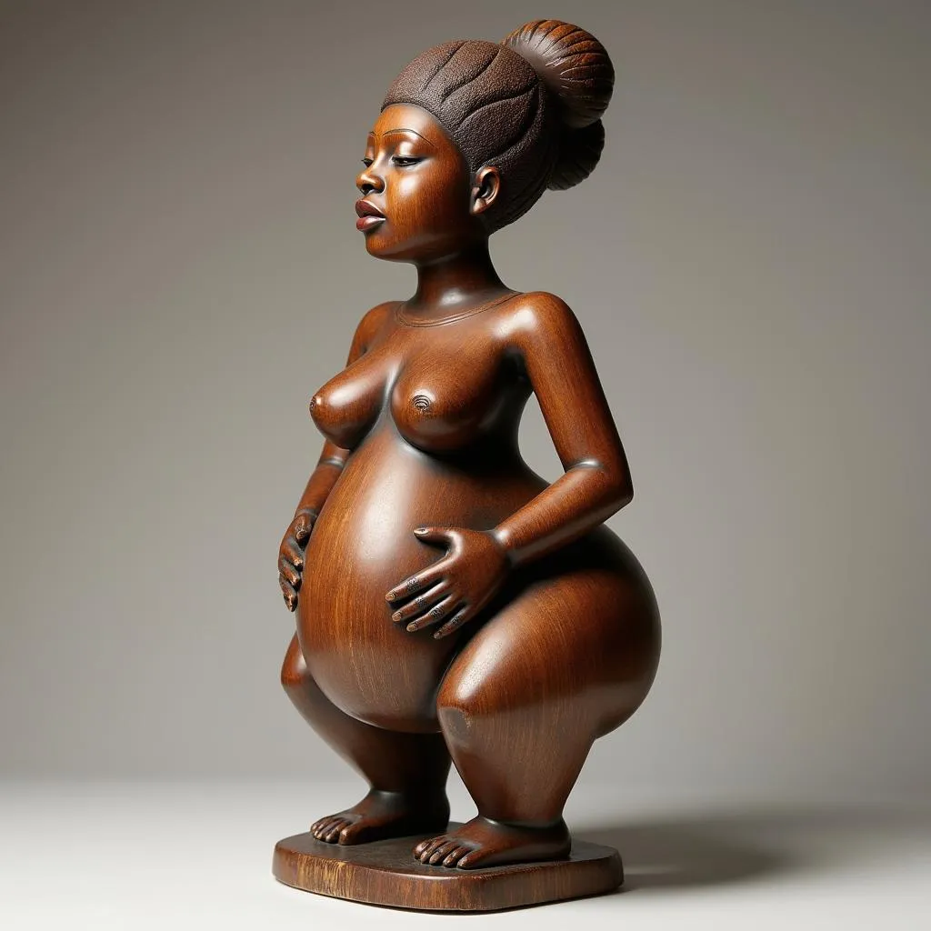 A traditional African sculpture depicting a woman