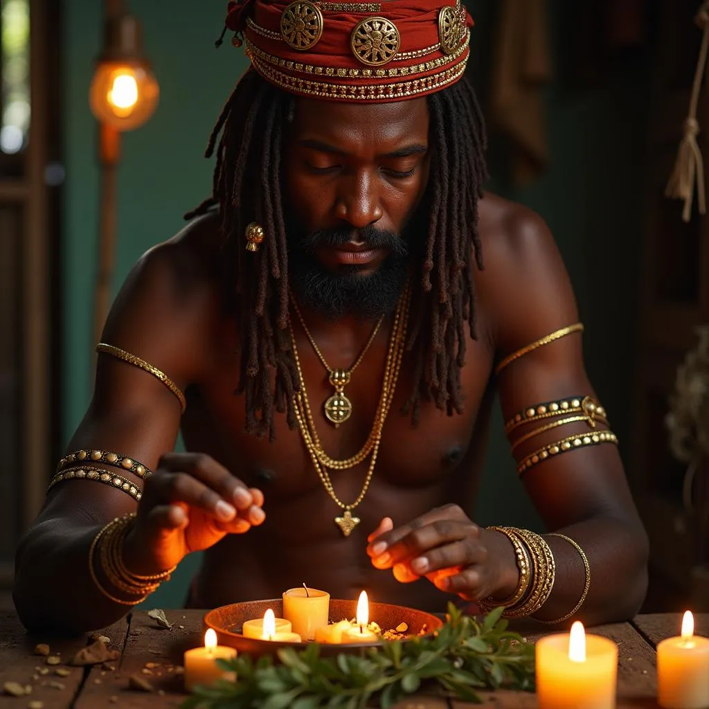 African Shaman Performing a Ritual