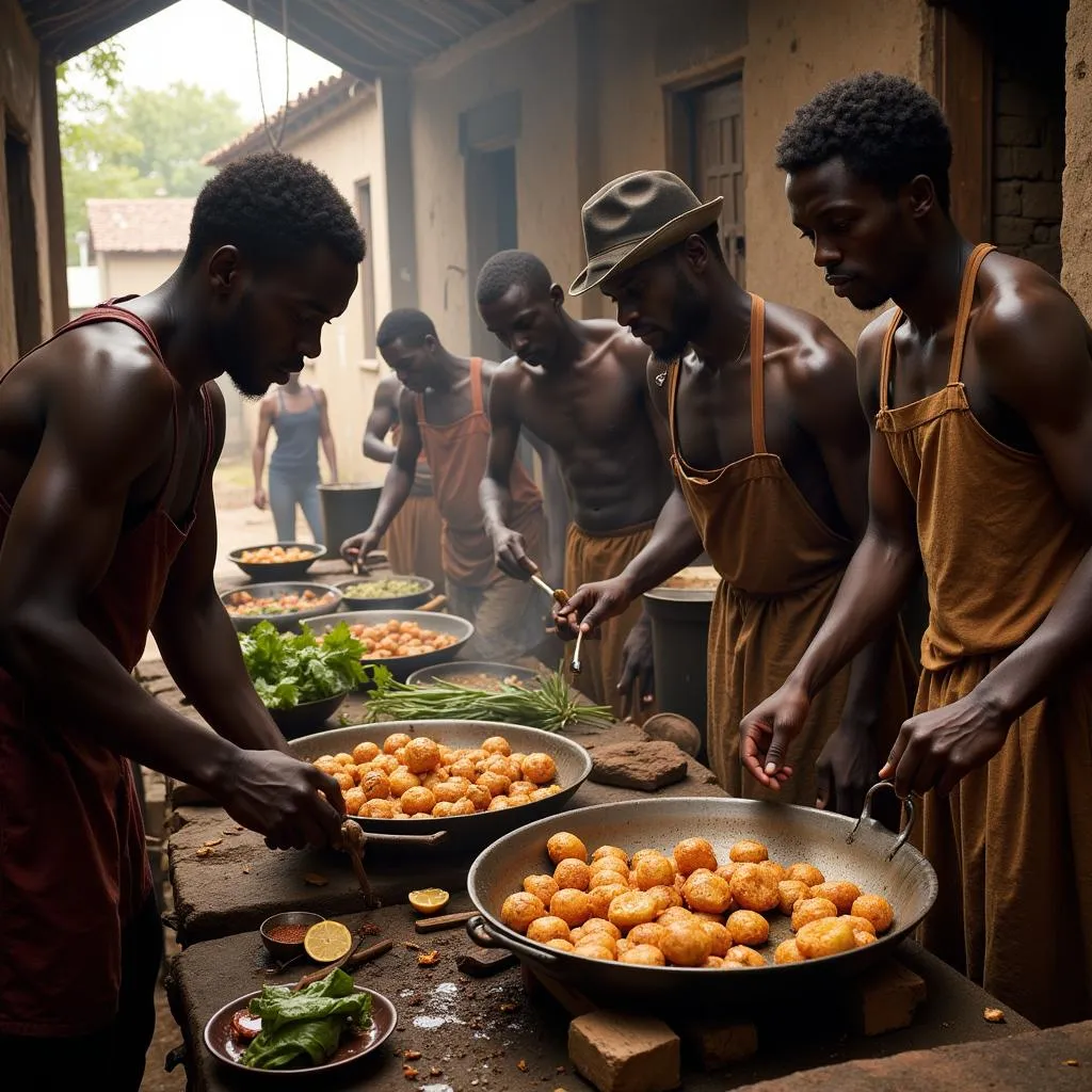 African Slaves Cooking in America