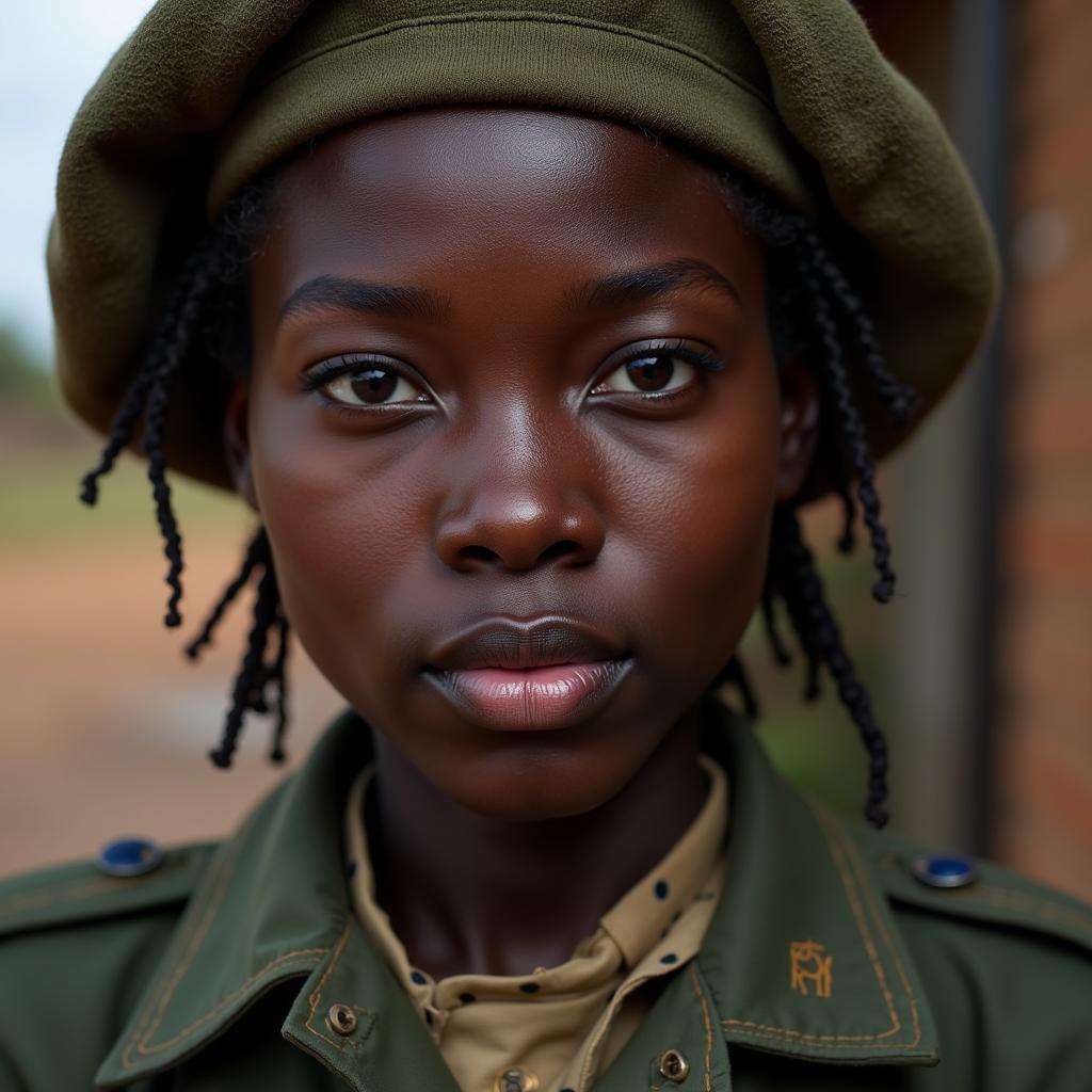 Portrait of a female African soldier