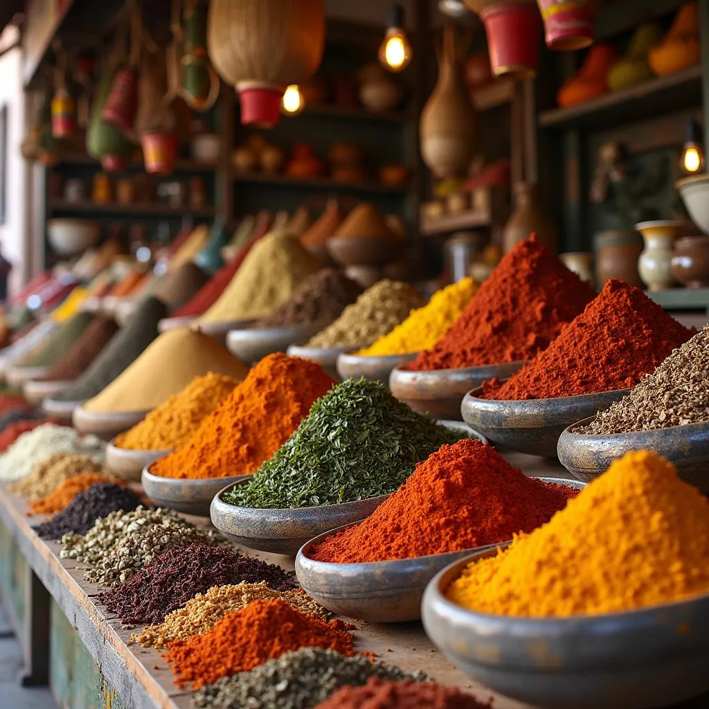 A Bustling African Spice Market