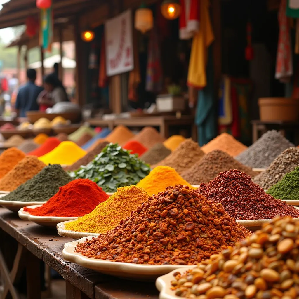 Vibrant African spice market