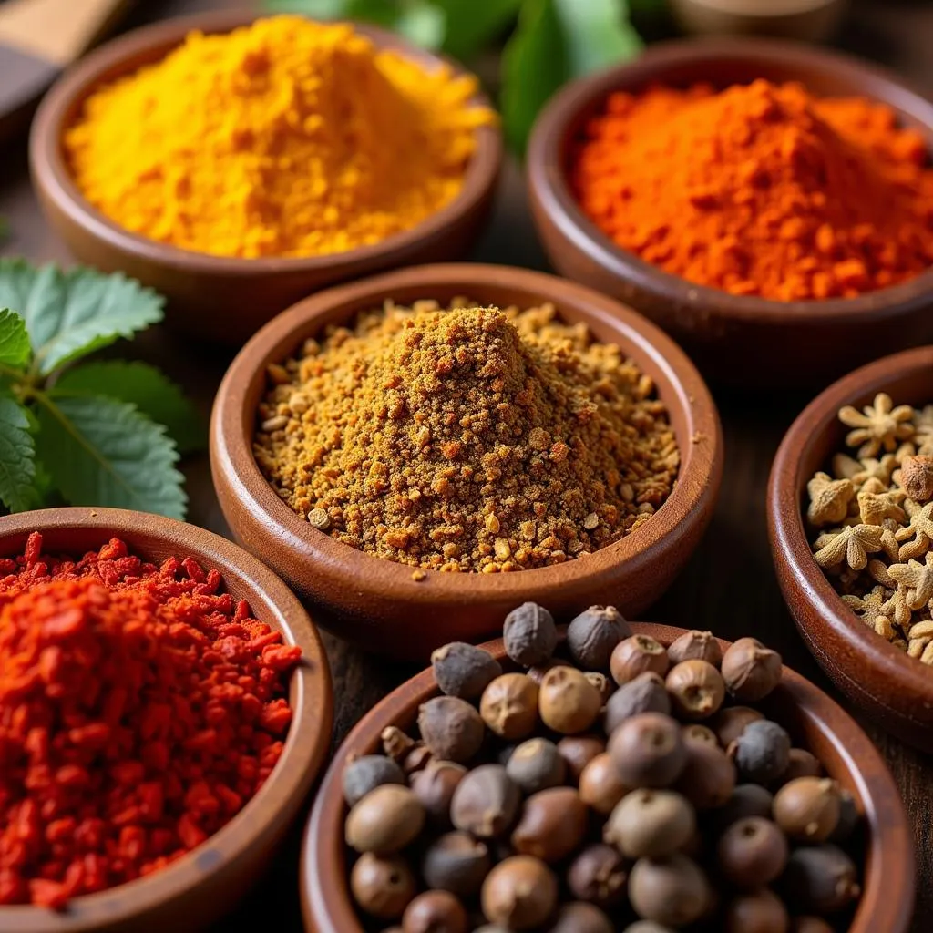 African Spices in Bowls