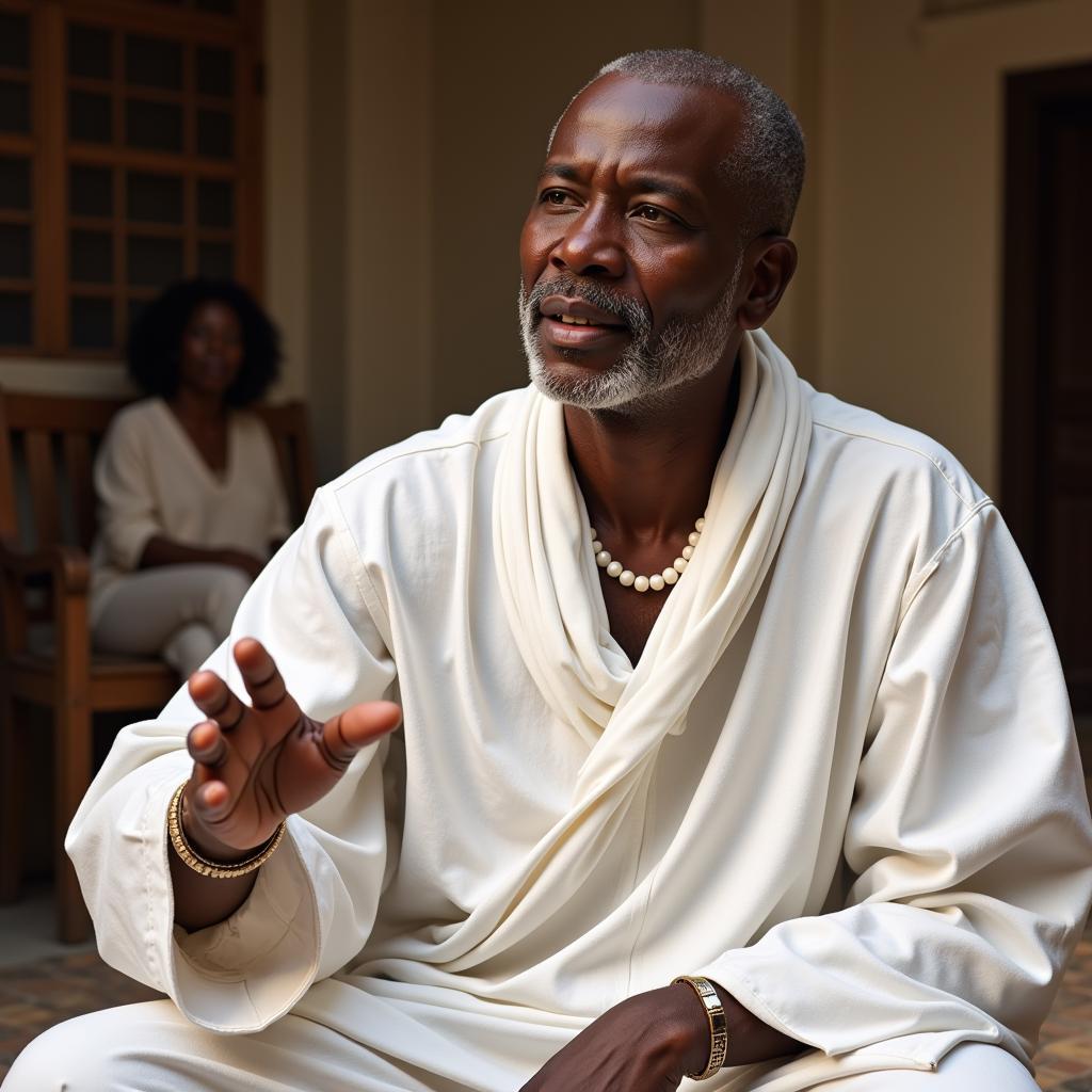 African Spiritual Leader in White Robes